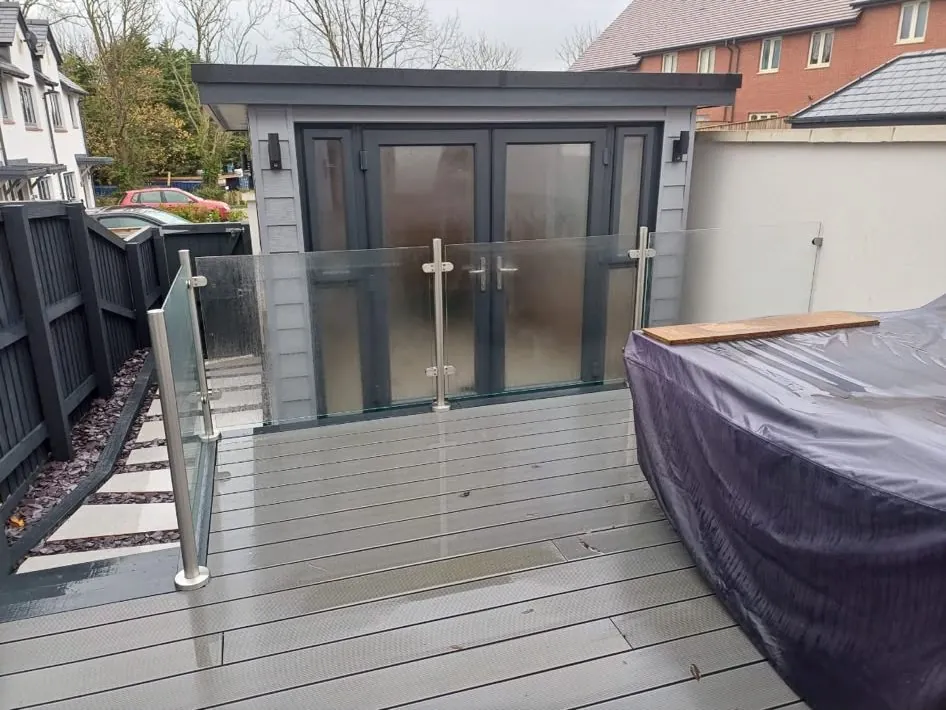 Garden room decking glass balustrade – garden rooms by JCK Carpentry & Building, Exeter