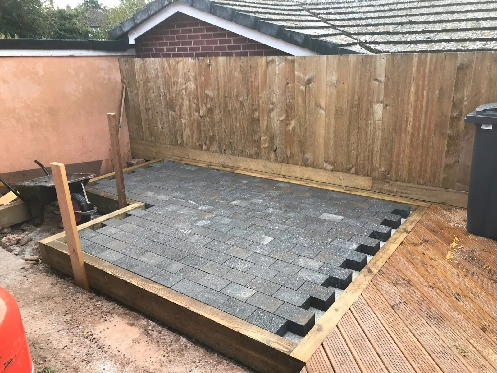 Block paving sleeper edging 04 – patios, paving & outdoor work by JCK Carpentry & Building, Exeter