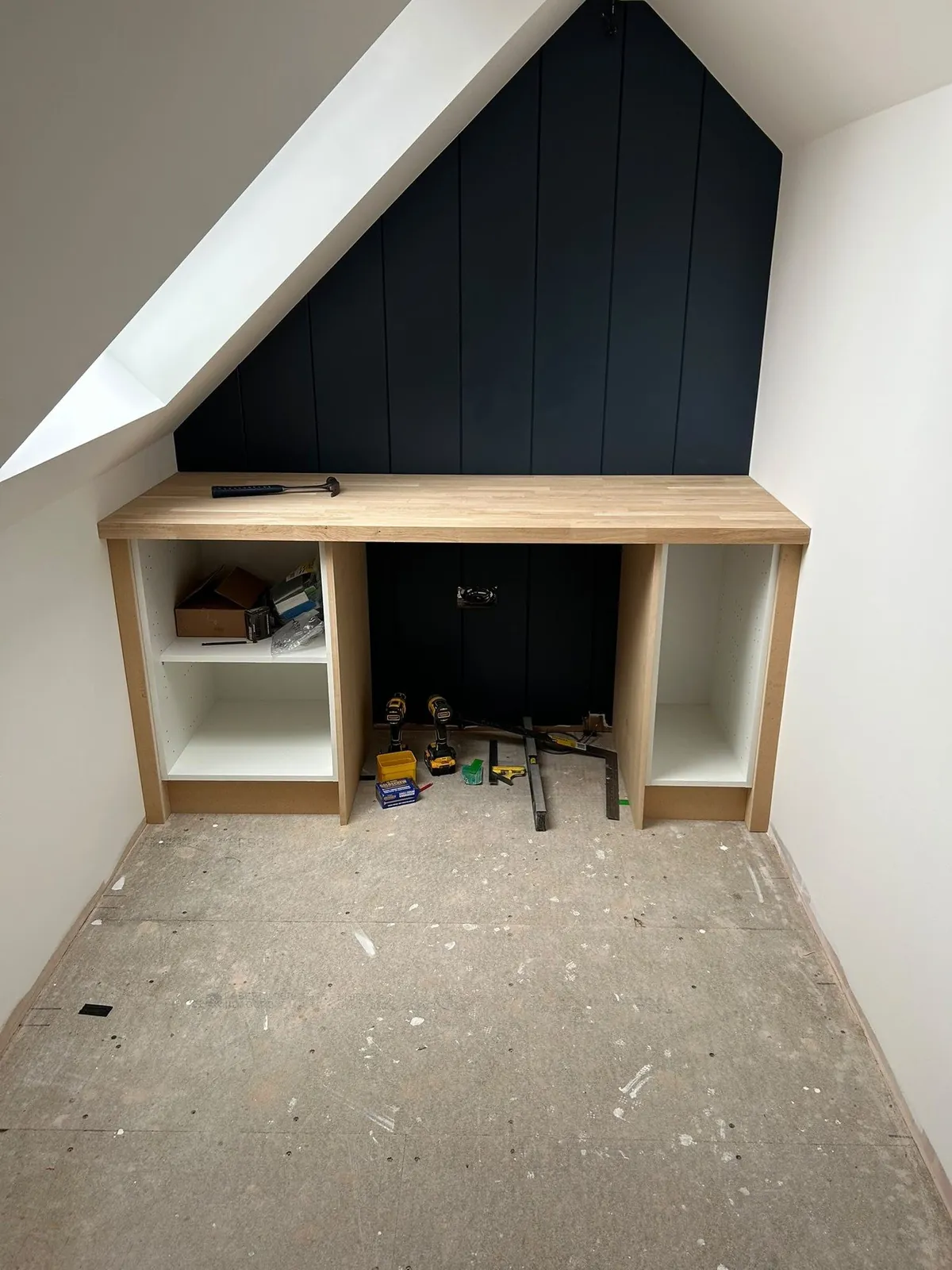 Loft built-in desk in Exeter after – finished by JCK Carpentry & Building