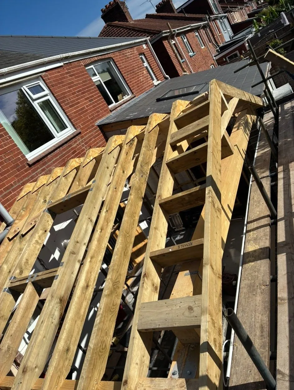 Extension cut roof rafters 08 – cut & truss roofs by JCK Carpentry & Building, Exeter